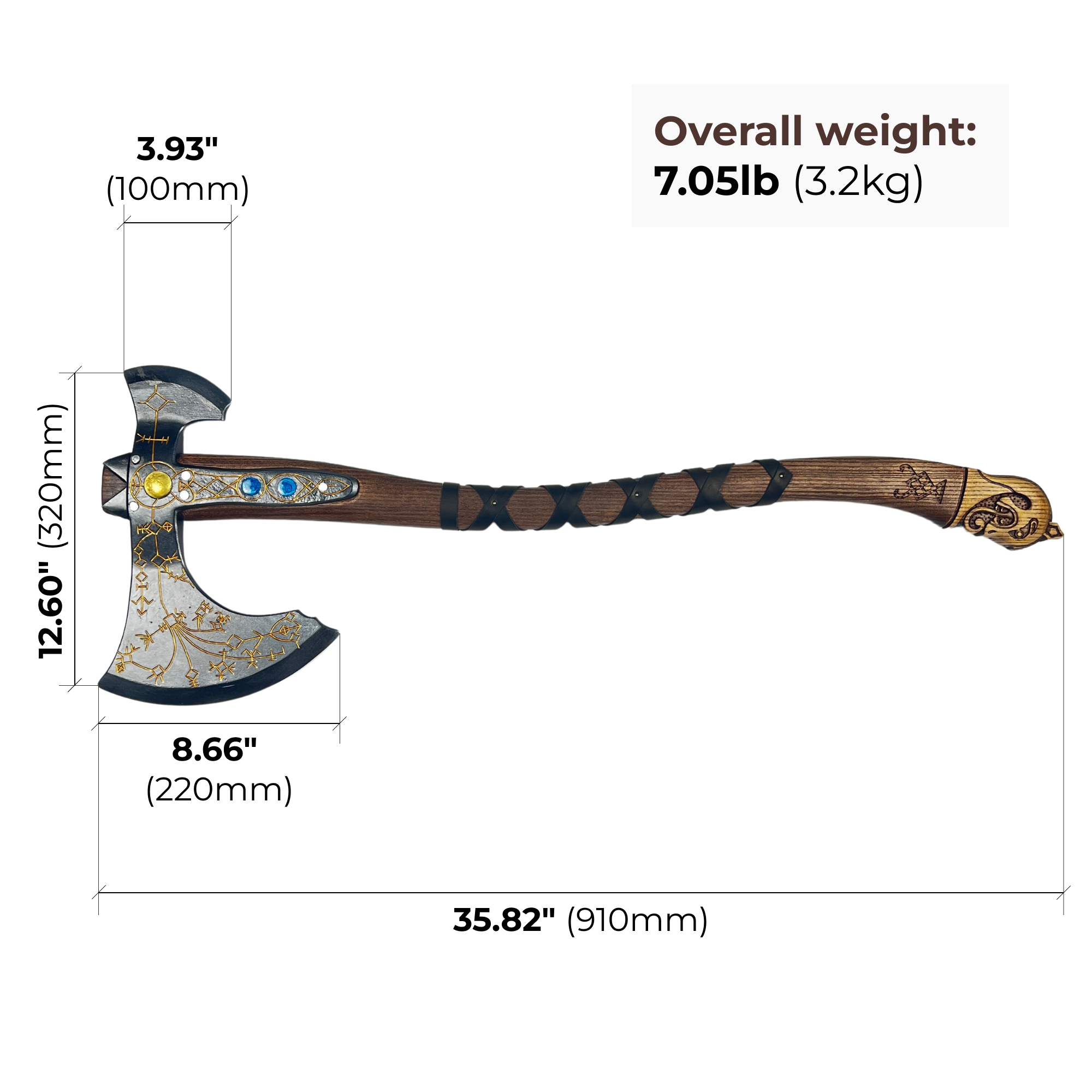 Hand-forged Leviathan axe with leather wrap