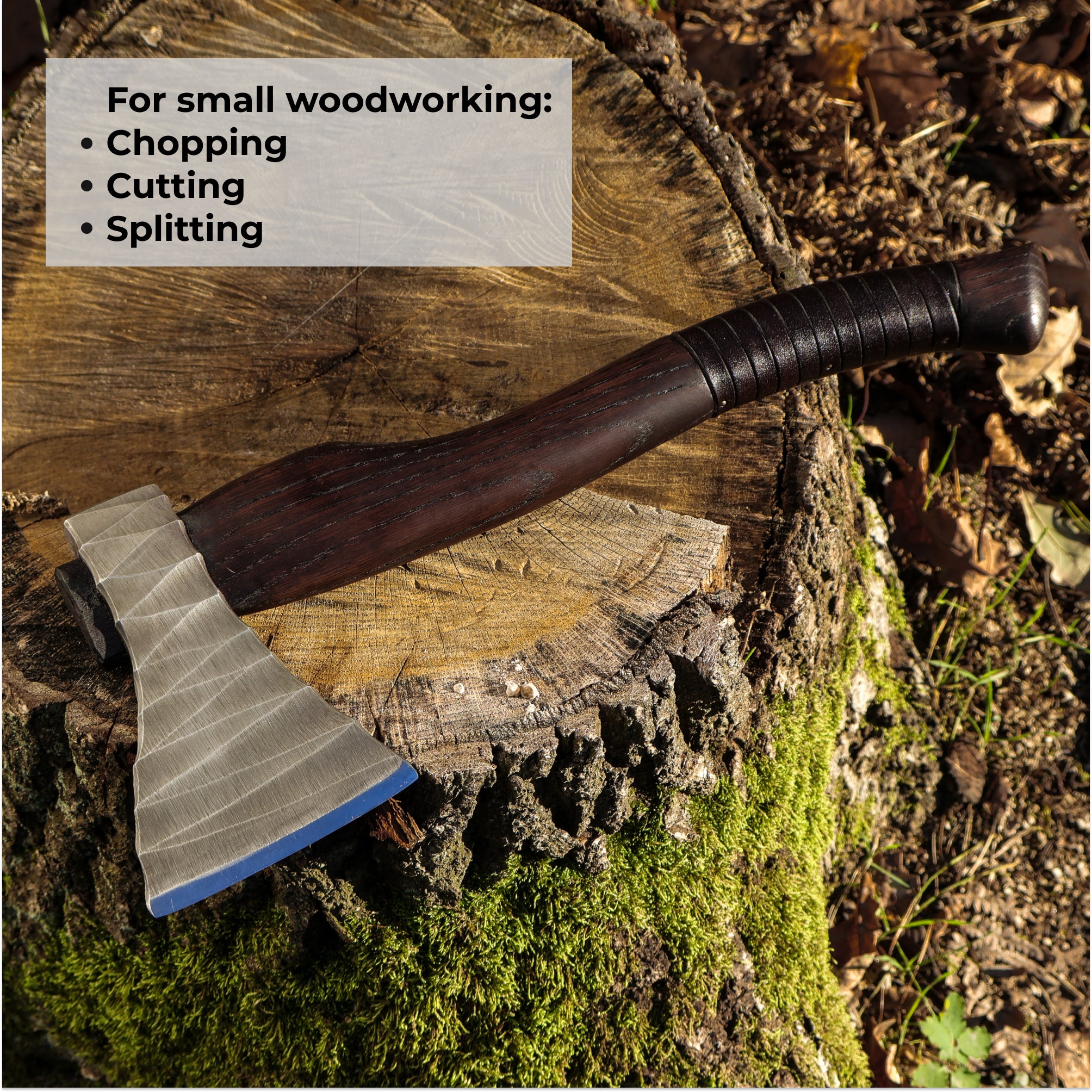 Hand forged hatchet “Vill Gustus” with wooden box included