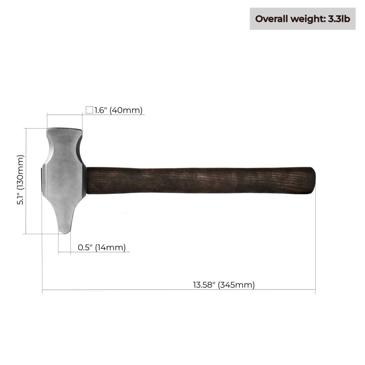 Blacksmith Cross Peen Hammer 3.3lbs from AncientSmithy