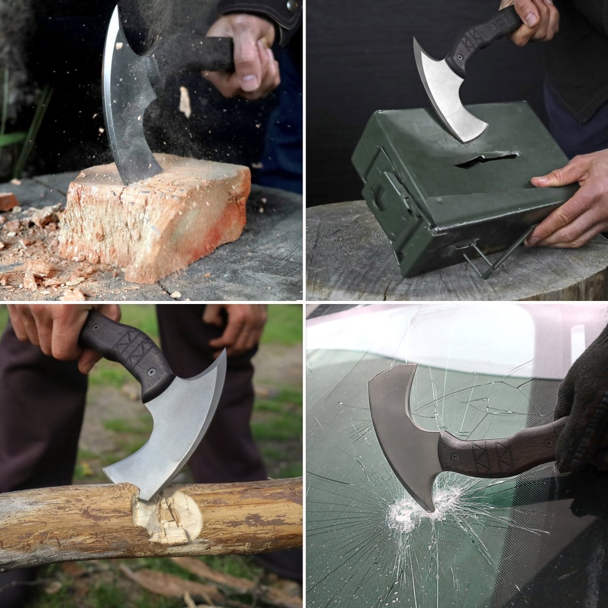 Compact tomahawk "Otokan" with tribal engraving from AncientSmithy