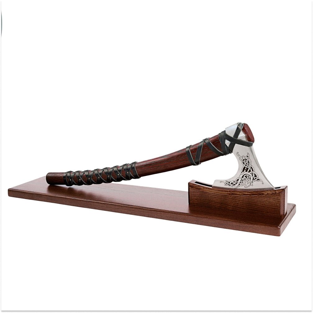 Display with Honor – Wooden Axe Stand from AncientSmithy