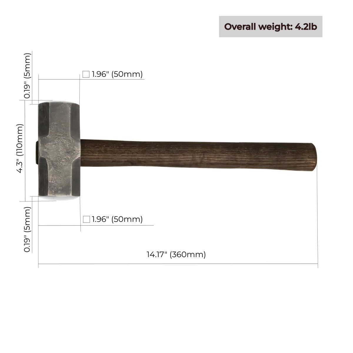 Double headed round hammer with round flat faces - Blacksmith′s flat sledge hammer from AncientSmithy