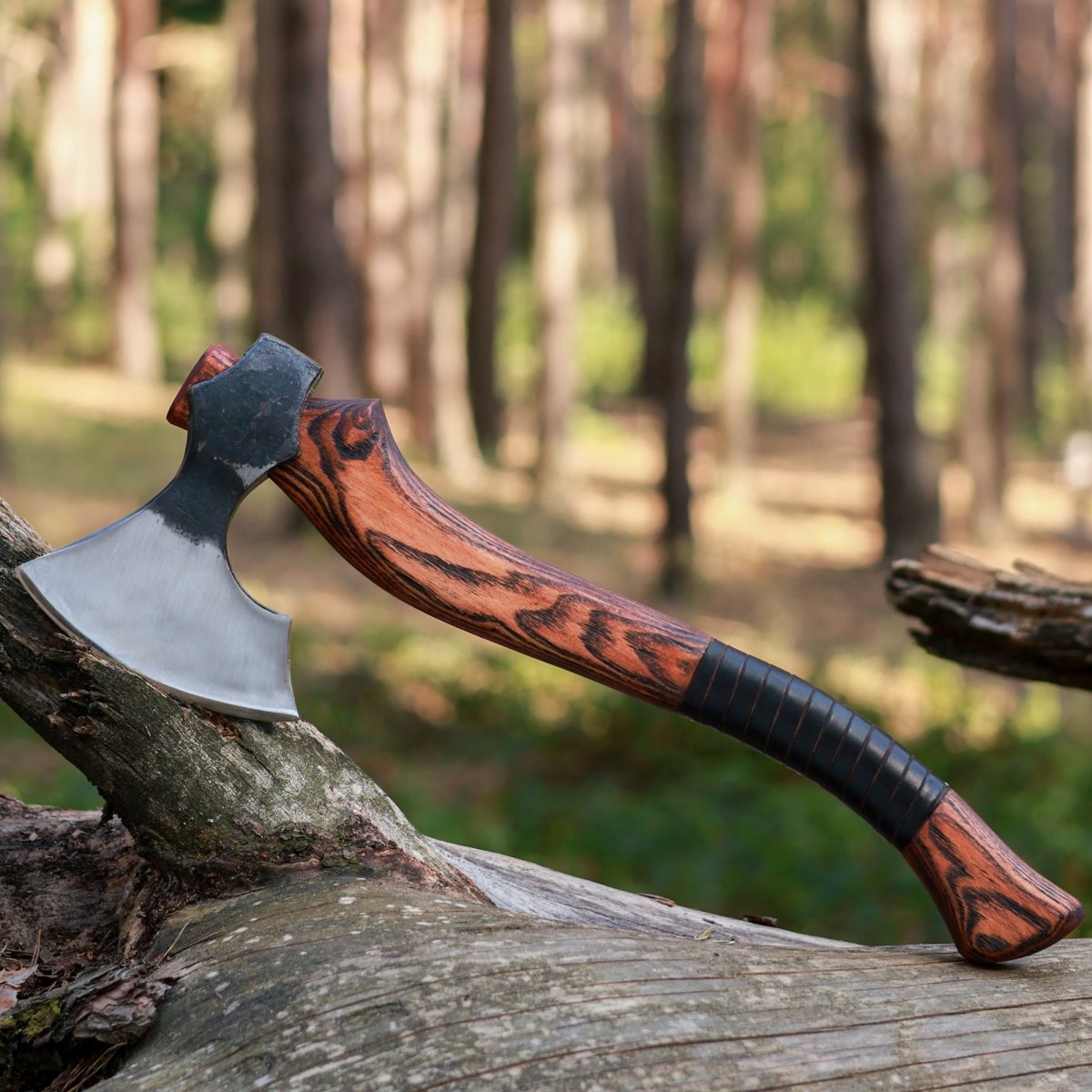 Custom Handmade Axe With Engrave deals Handle With Leather Sheath