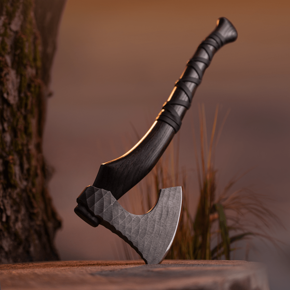 Hand forged axe “Sterk Vorley” with leather cover from AncientSmithy