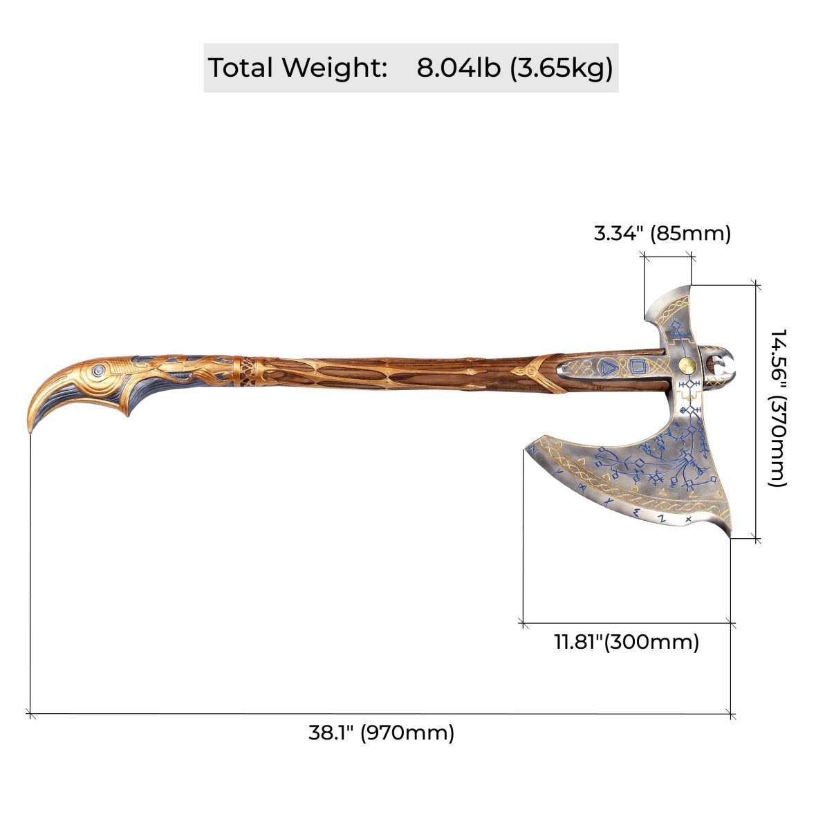 Hand - forged Gold Leviathan axe from AncientSmithy