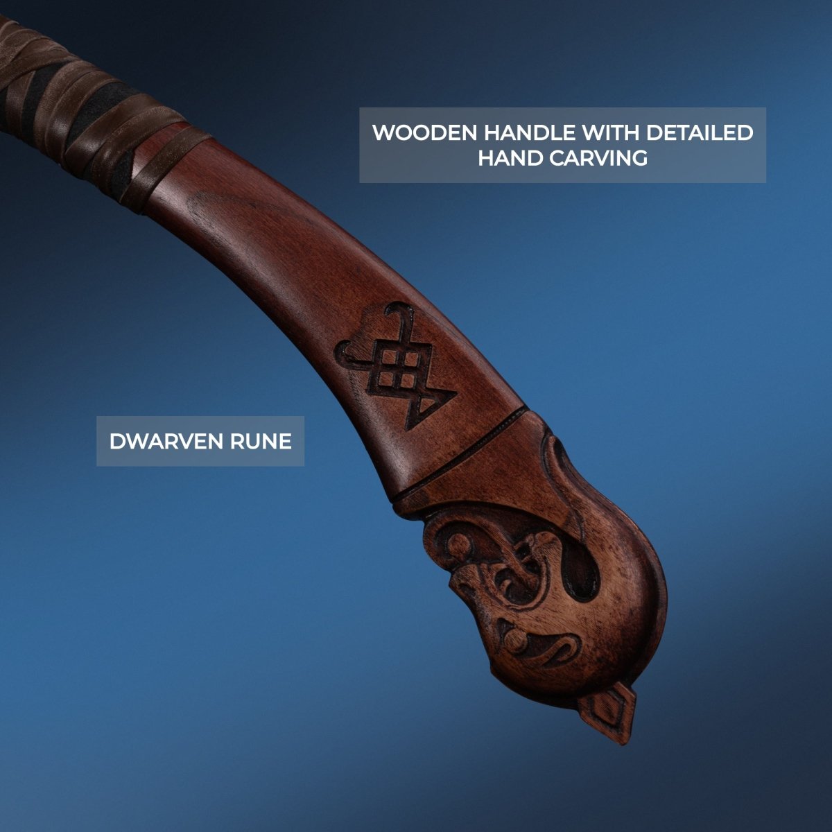 Hand - forged Leviathan axe with leather wrap from AncientSmithy