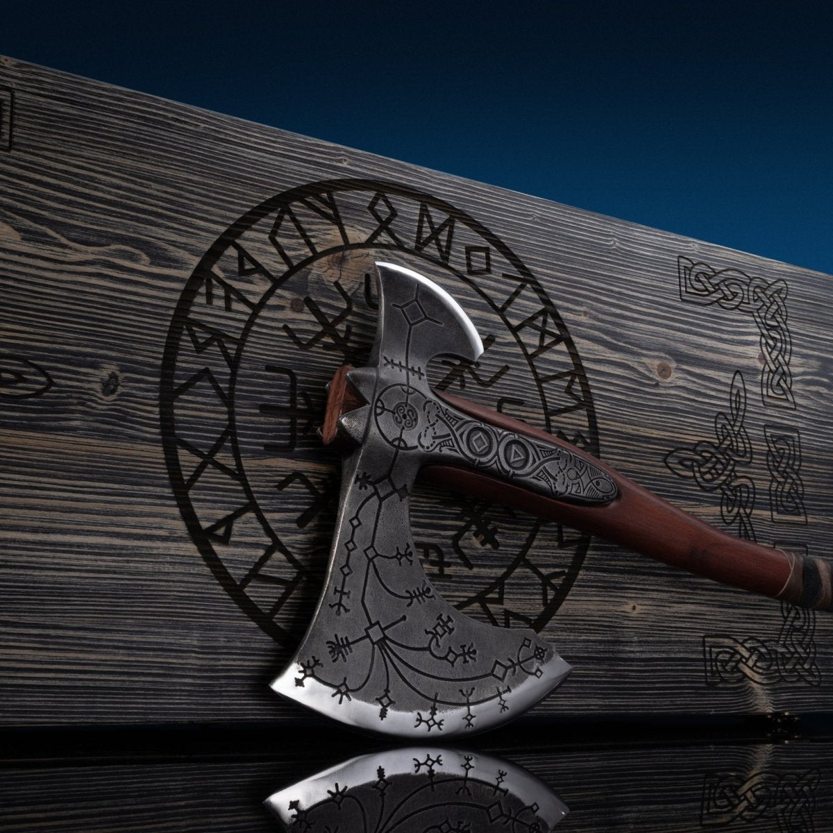 Hand - forged Leviathan axe with leather wrap from AncientSmithy