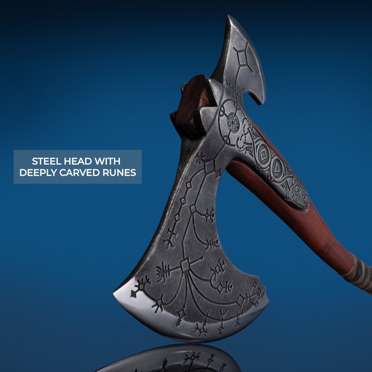 Hand - forged Leviathan axe with leather wrap from AncientSmithy