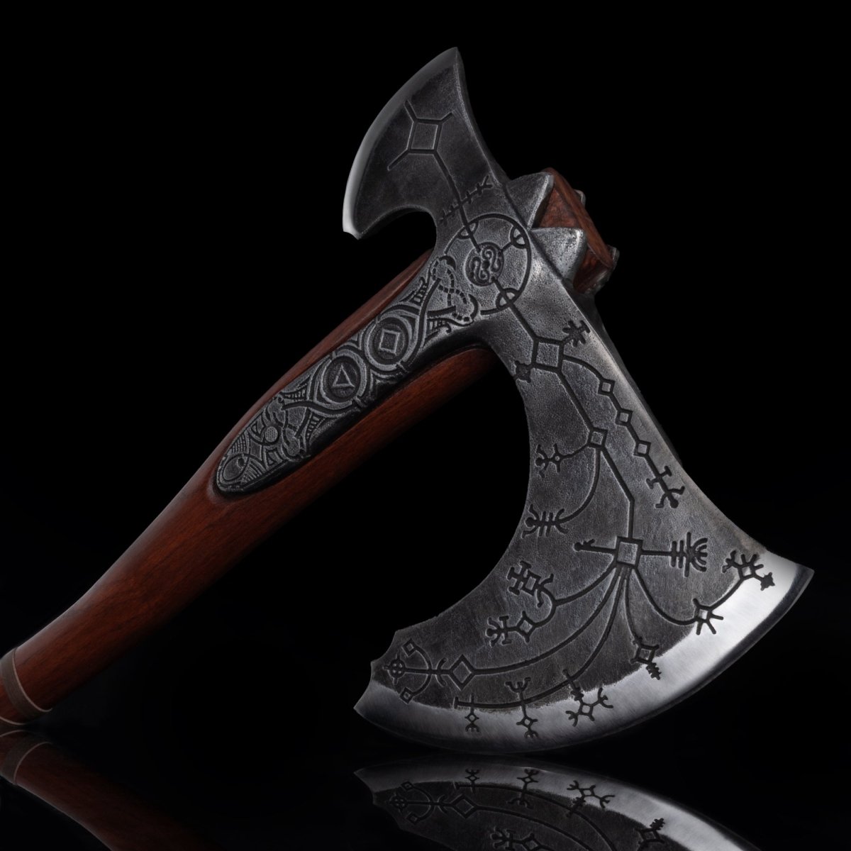 Hand - forged Leviathan axe with leather wrap from AncientSmithy