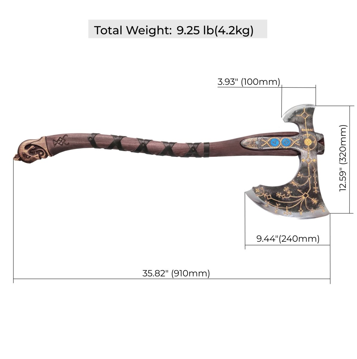 Hand - forged Leviathan axe with leather wrap from AncientSmithy