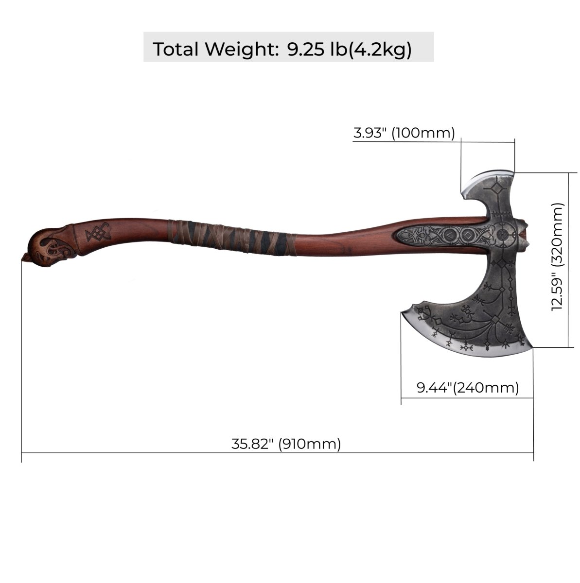 Hand - forged Leviathan axe with leather wrap from AncientSmithy