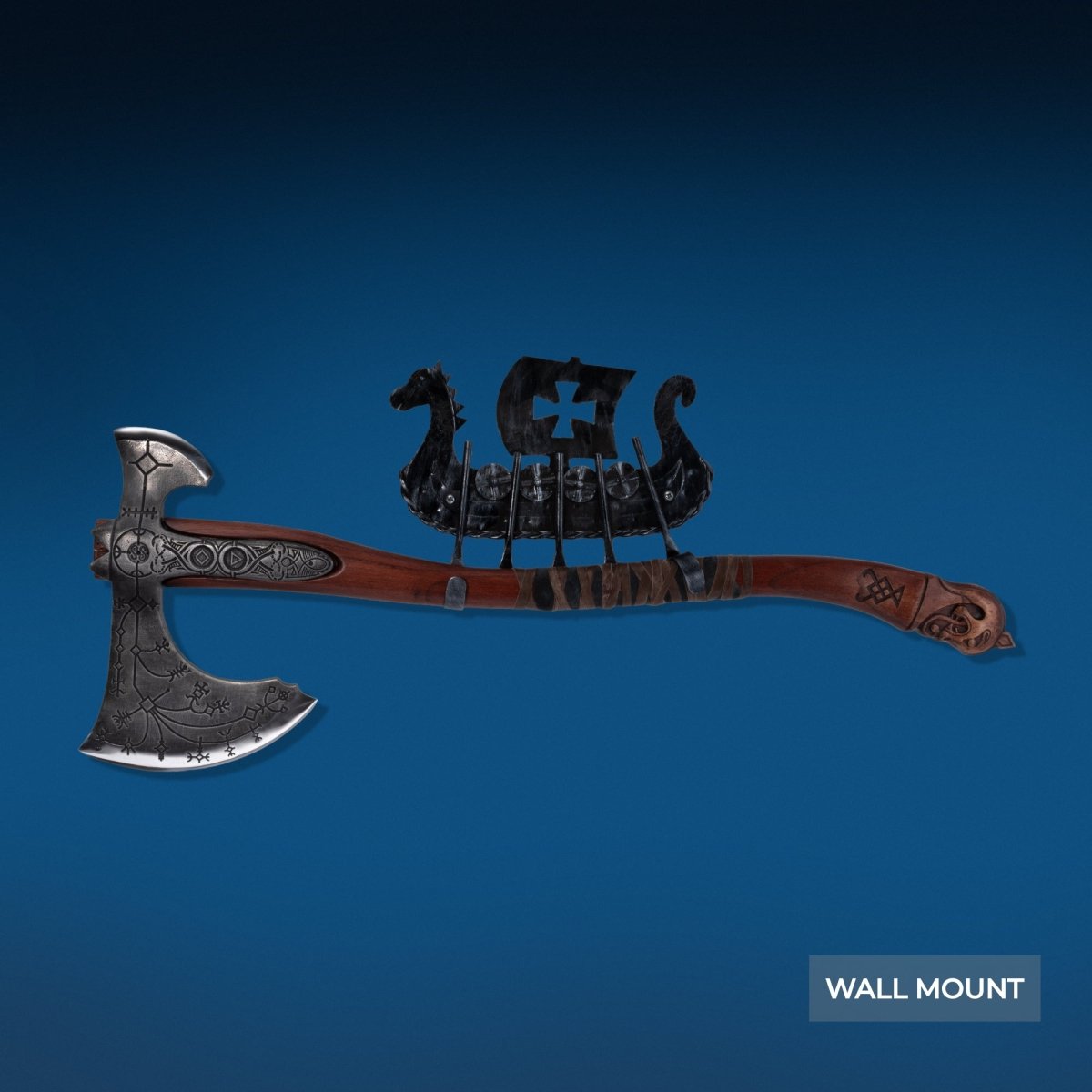 Hand - forged Leviathan axe with leather wrap from AncientSmithy