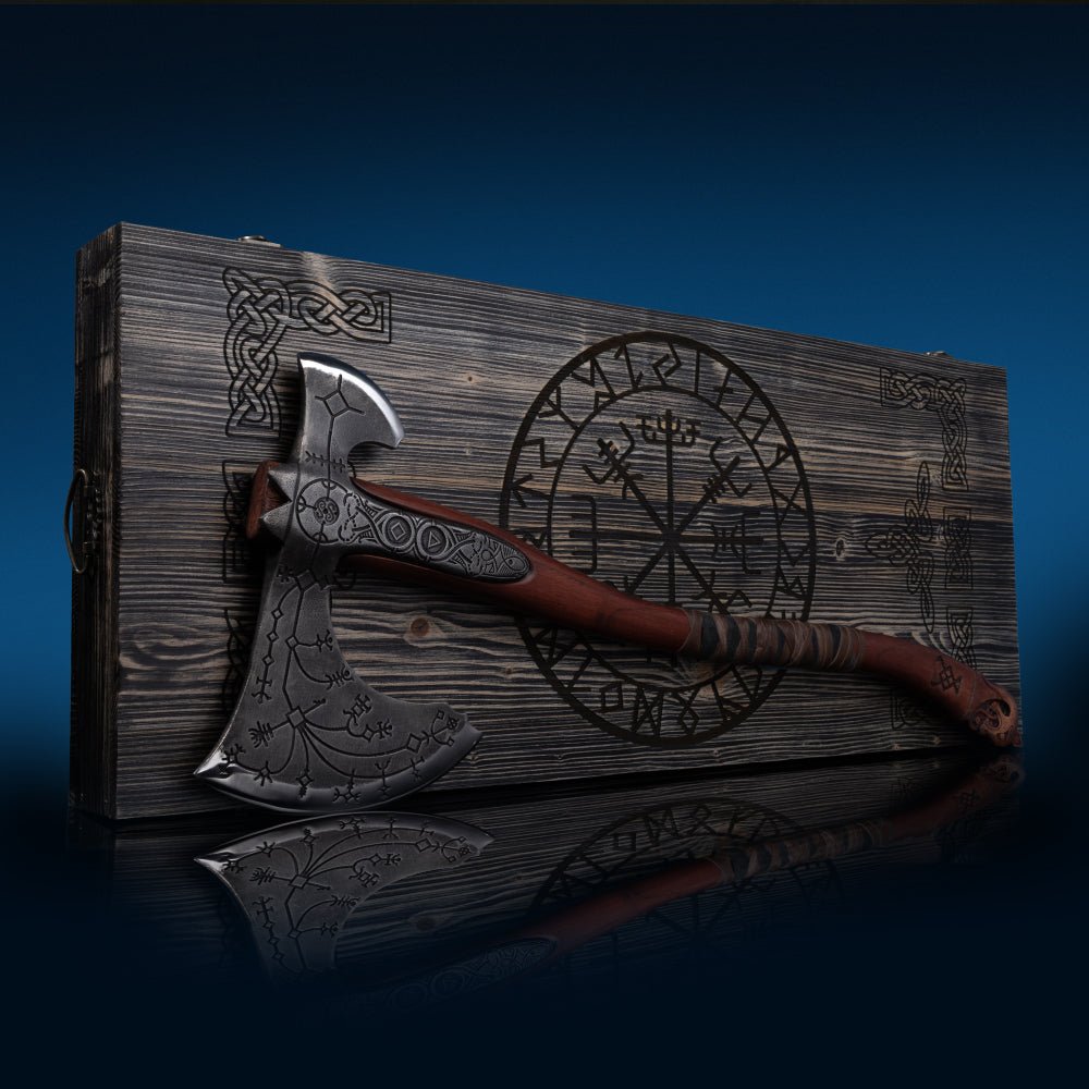 Hand - forged Leviathan axe with leather wrap from AncientSmithy