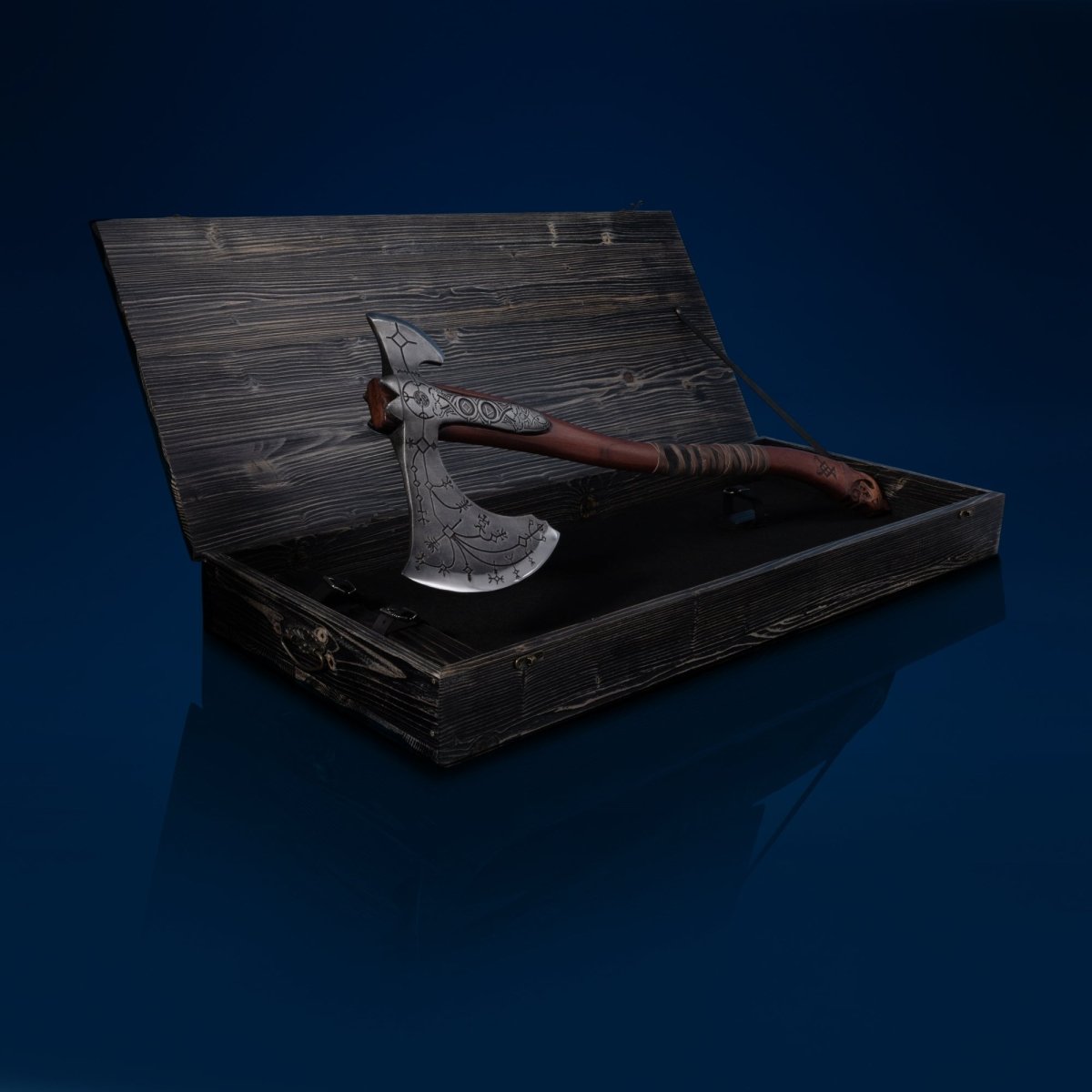 Hand - forged Leviathan axe with leather wrap from AncientSmithy