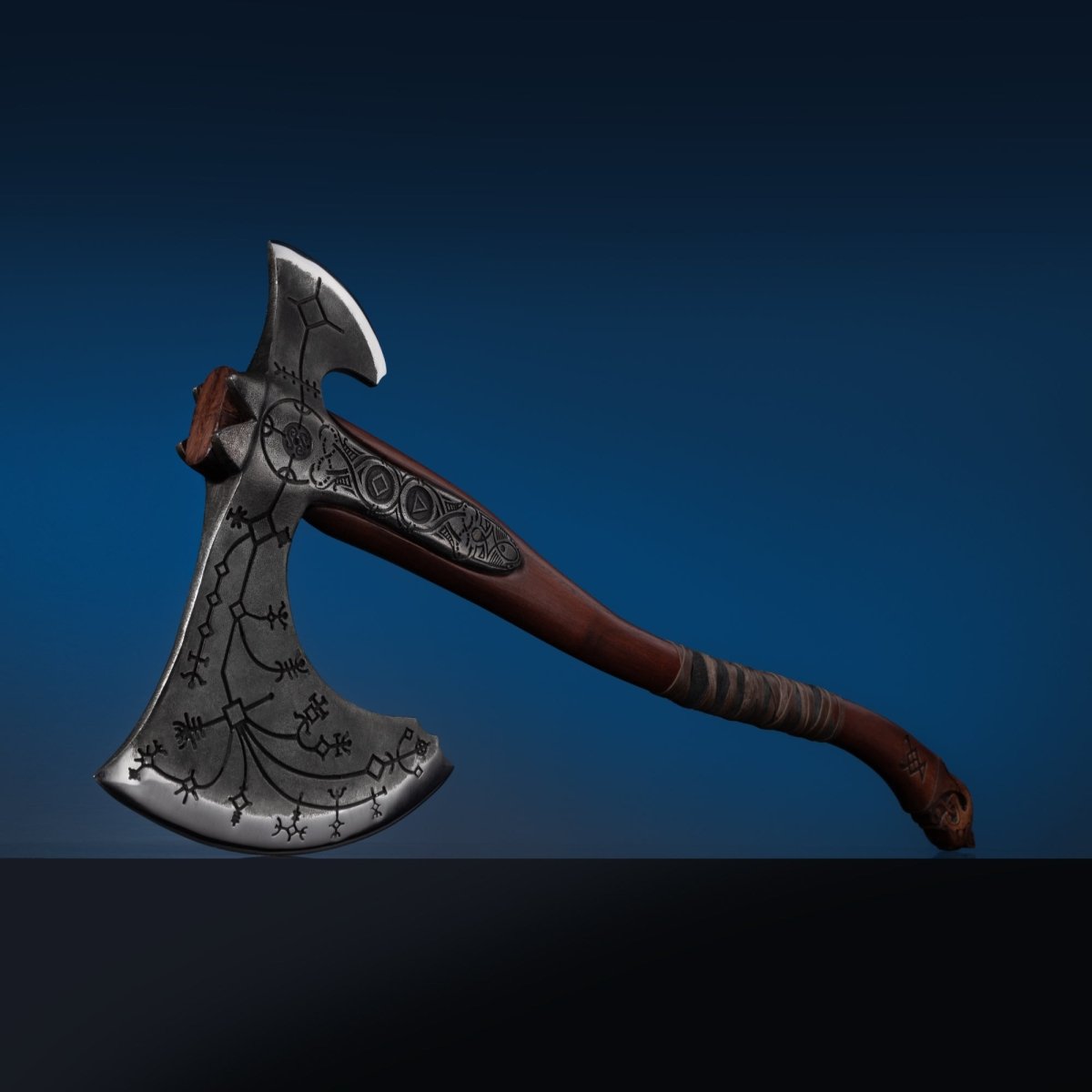 Hand - forged Leviathan axe with leather wrap from AncientSmithy