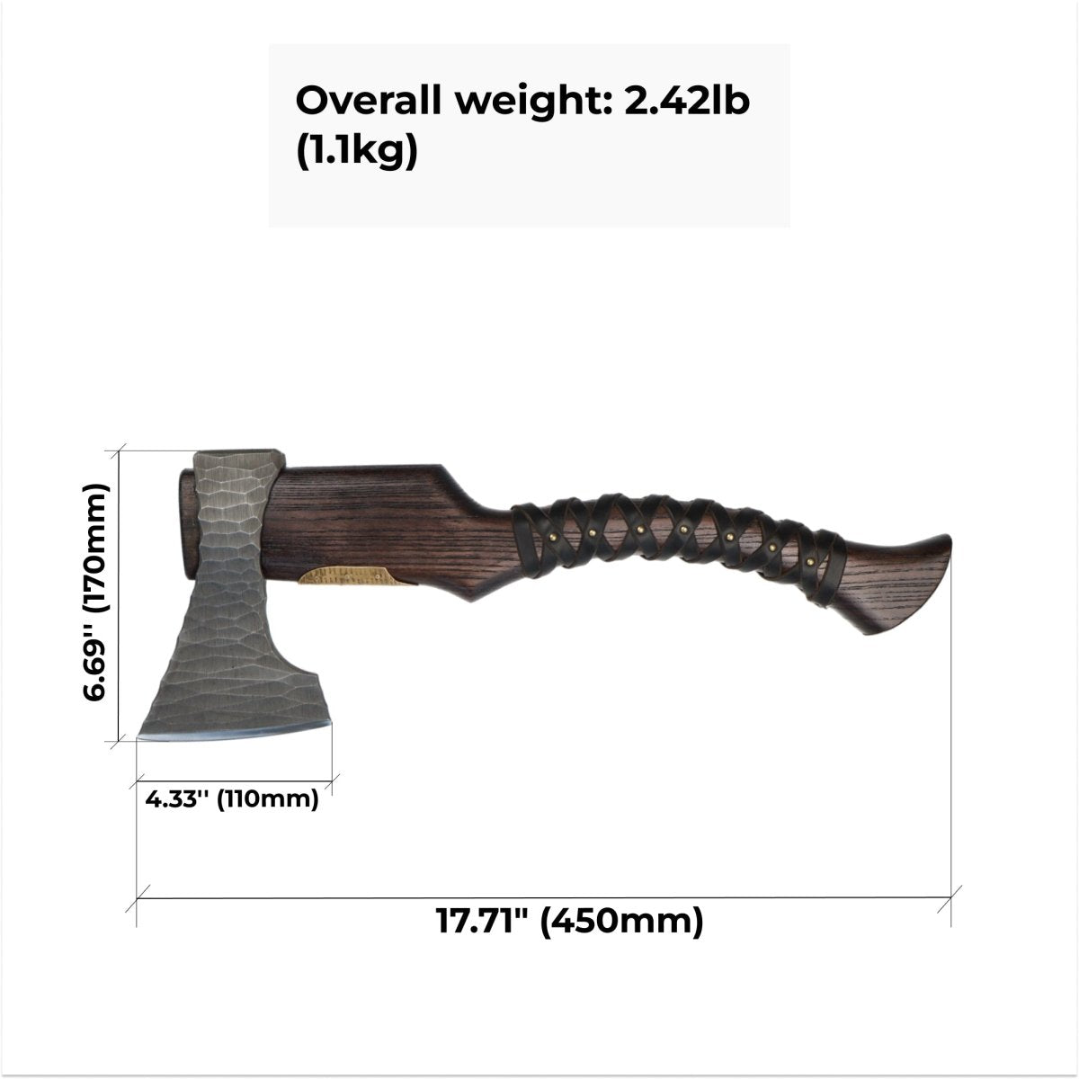Hand Forged Viking Axe "Veles" with leather wrap on the handle from AncientSmithy