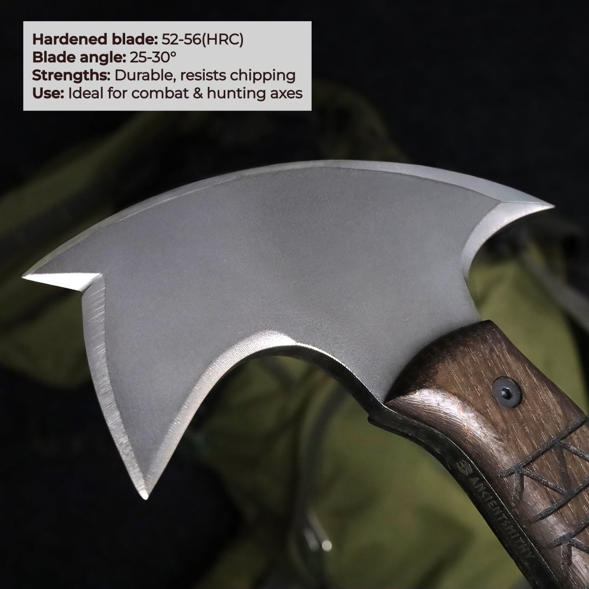 Handcrafted tomahawk "Takoda" with tribal engraving from AncientSmithy