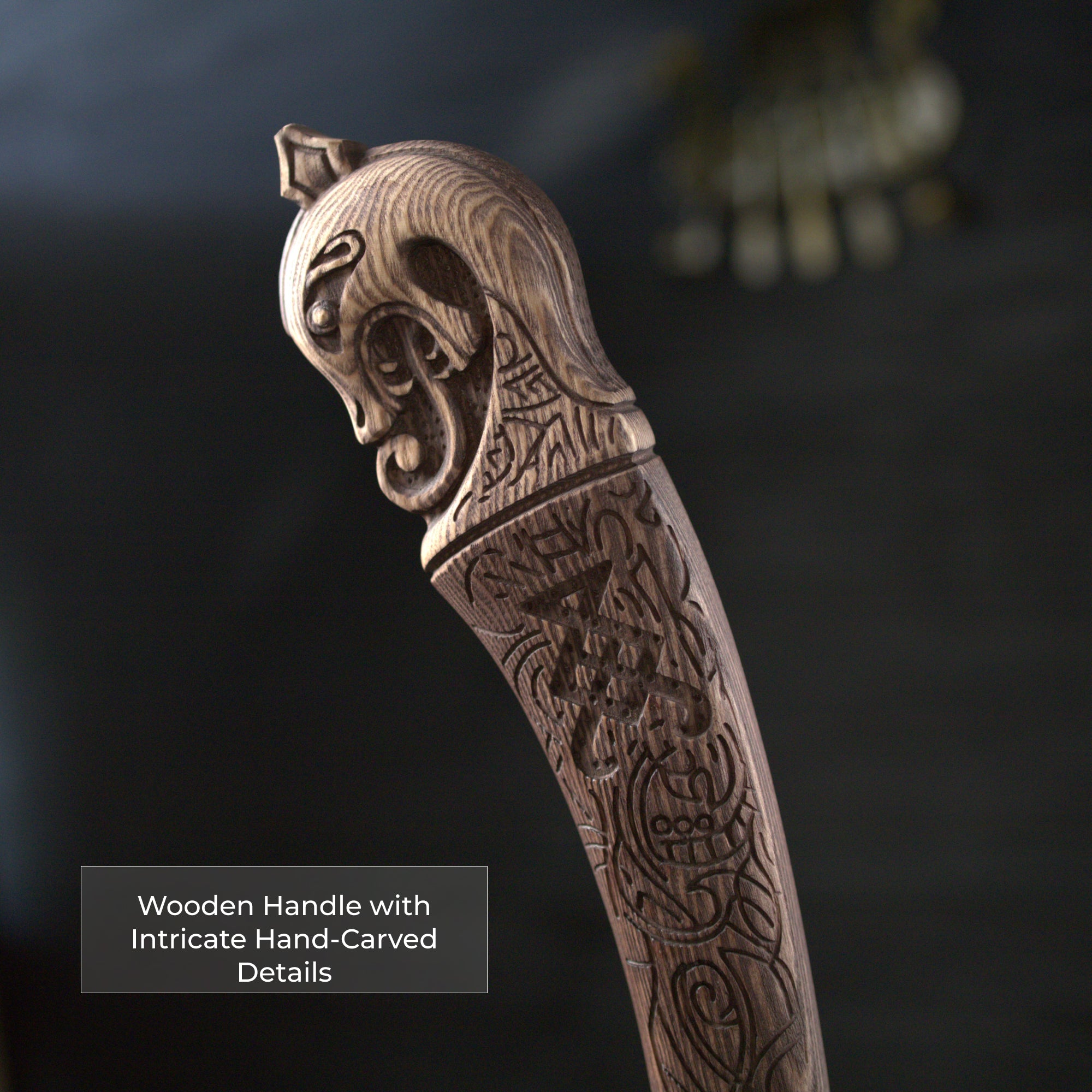 Hand-forged Leviathan axe with carved handle "Tyr"