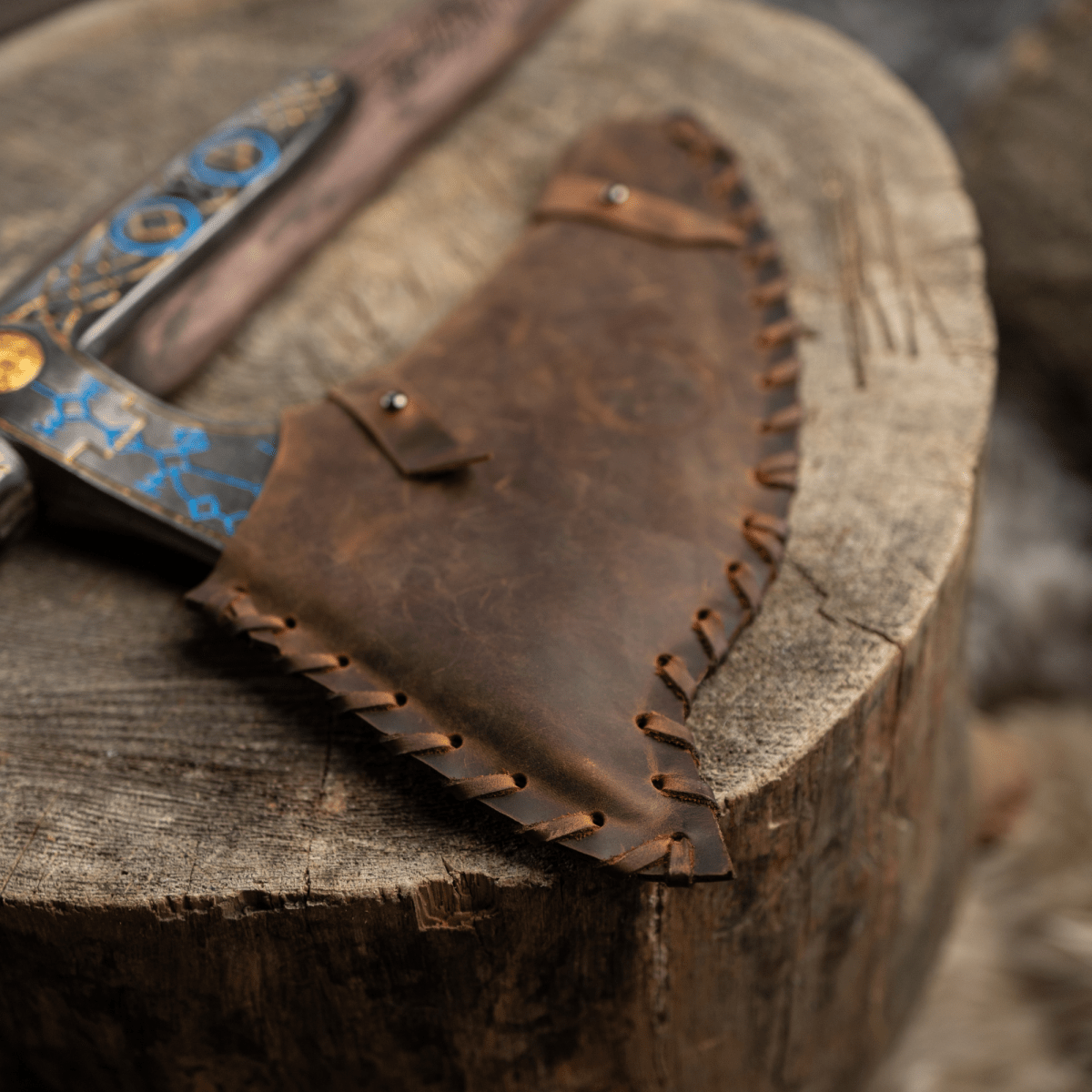 Leviathan Kratos axe with carved handle 34.25" from AncientSmithy