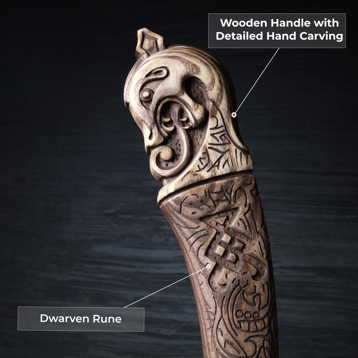 Leviathan Kratos axe with carved handle 35.8" from AncientSmithy