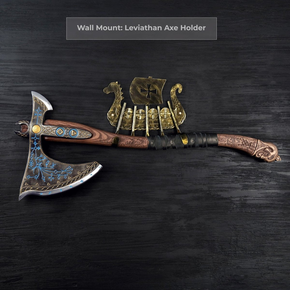 Leviathan Kratos axe with carved handle 35.8" from AncientSmithy