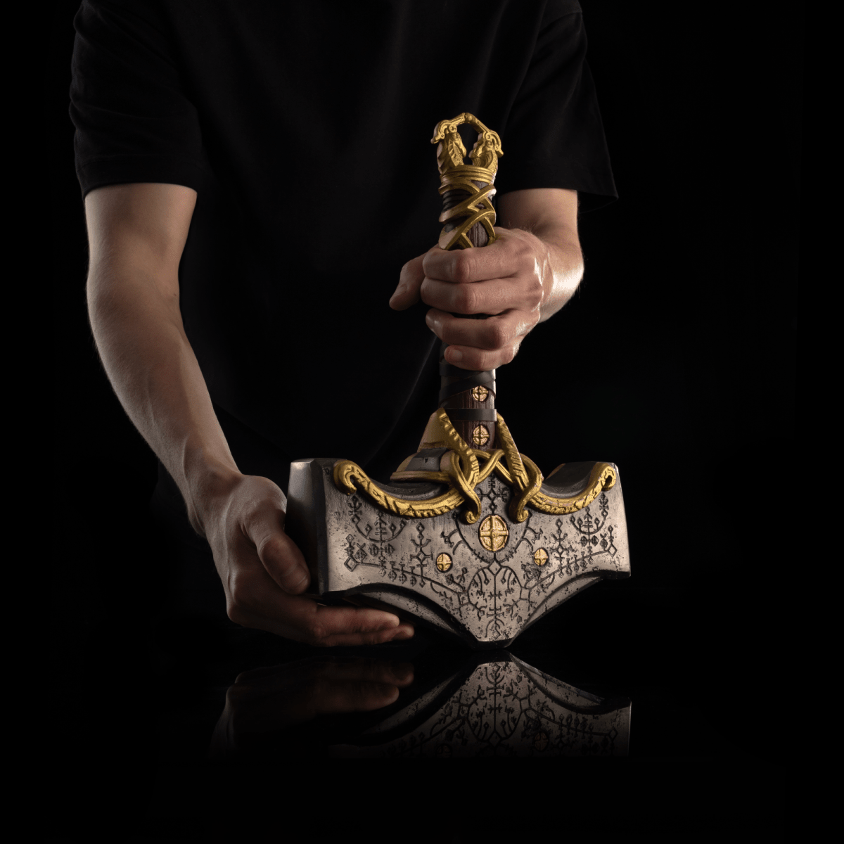 Mjolnir hammer steel version 26.45lb Glow-in-the-Dark Runes from AncientSmithy