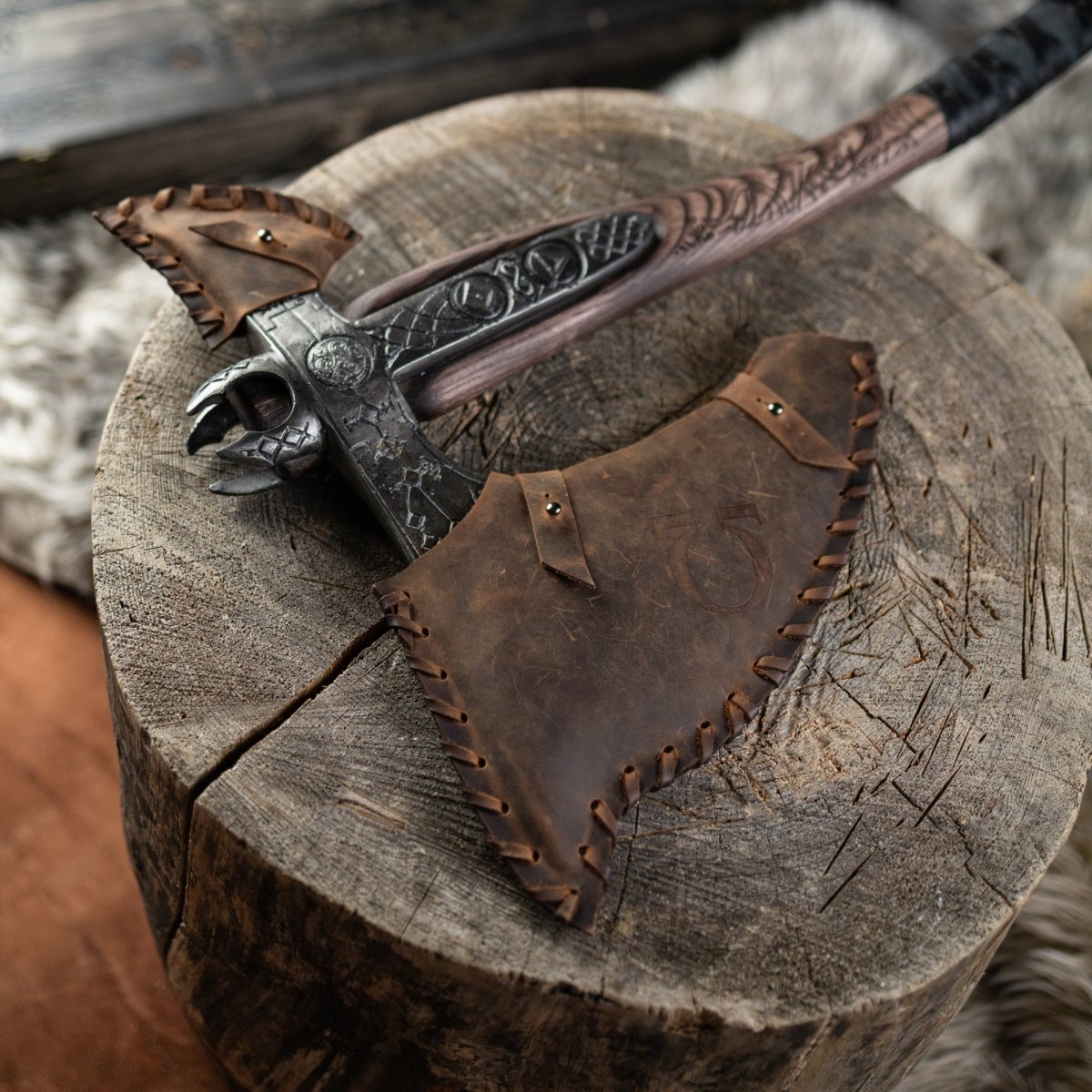 Real Leviathan axe with Glow-in-the-Dark Runes from AncientSmithy