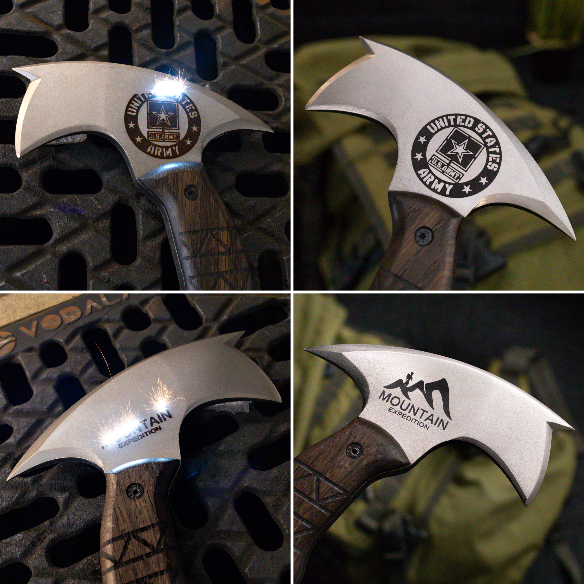 Handcrafted tomahawk "Takoda" with tribal engraving
