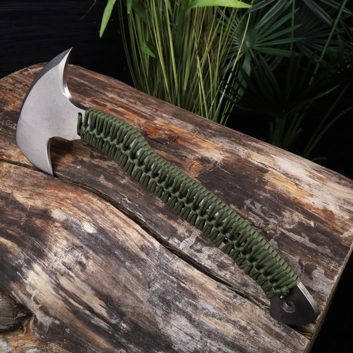 Tomahawk Axe with Green Paracord handle from AncientSmithy