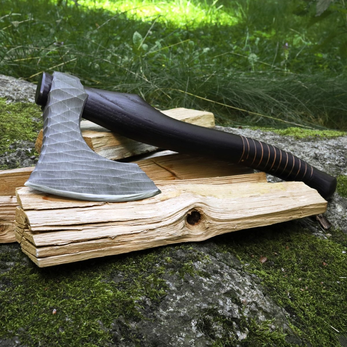 Viking axe "Vargoks" with leather wrap from AncientSmithy