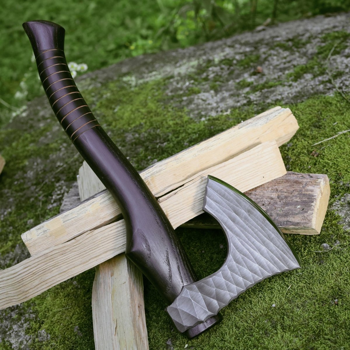 Viking axe "Vargoks" with leather wrap from AncientSmithy