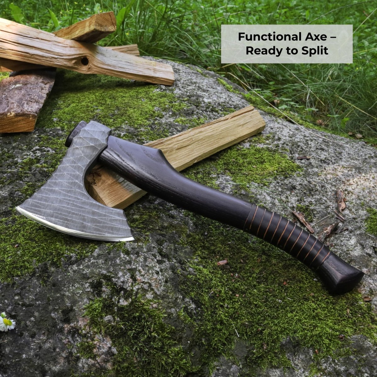 Viking axe "Vargoks" with leather wrap from AncientSmithy