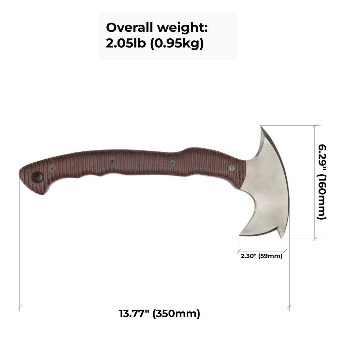 Combat three spikes tomahawk with polymer composite handle 13.77" from AncientSmithy