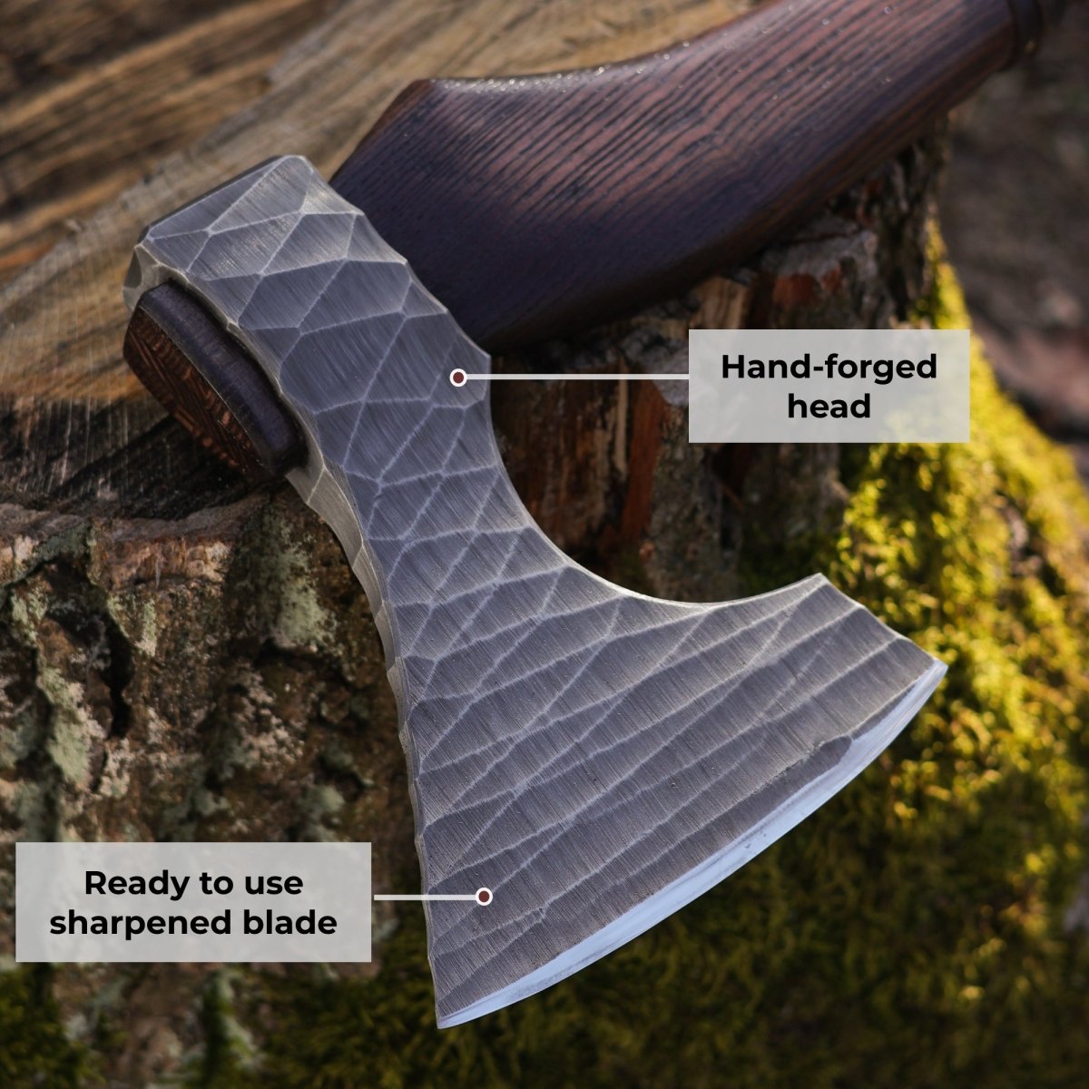 Hand forged axe “Sterk Vorley” with leather cover from AncientSmithy