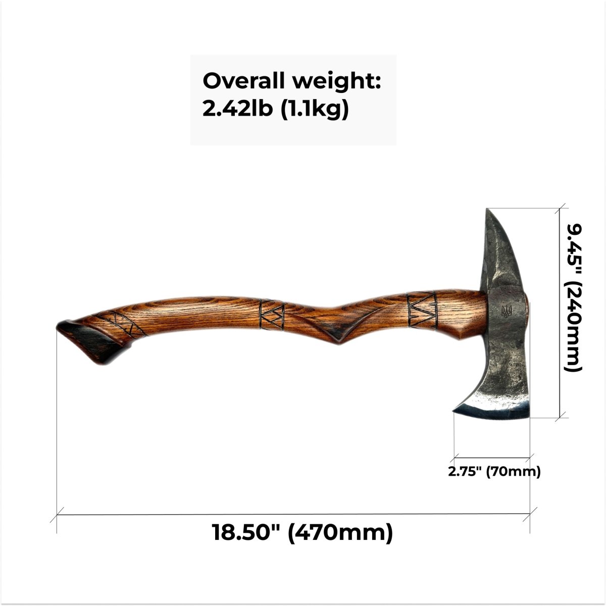 Handmade tomahawk axe "Black Hawk" from AncientSmithy