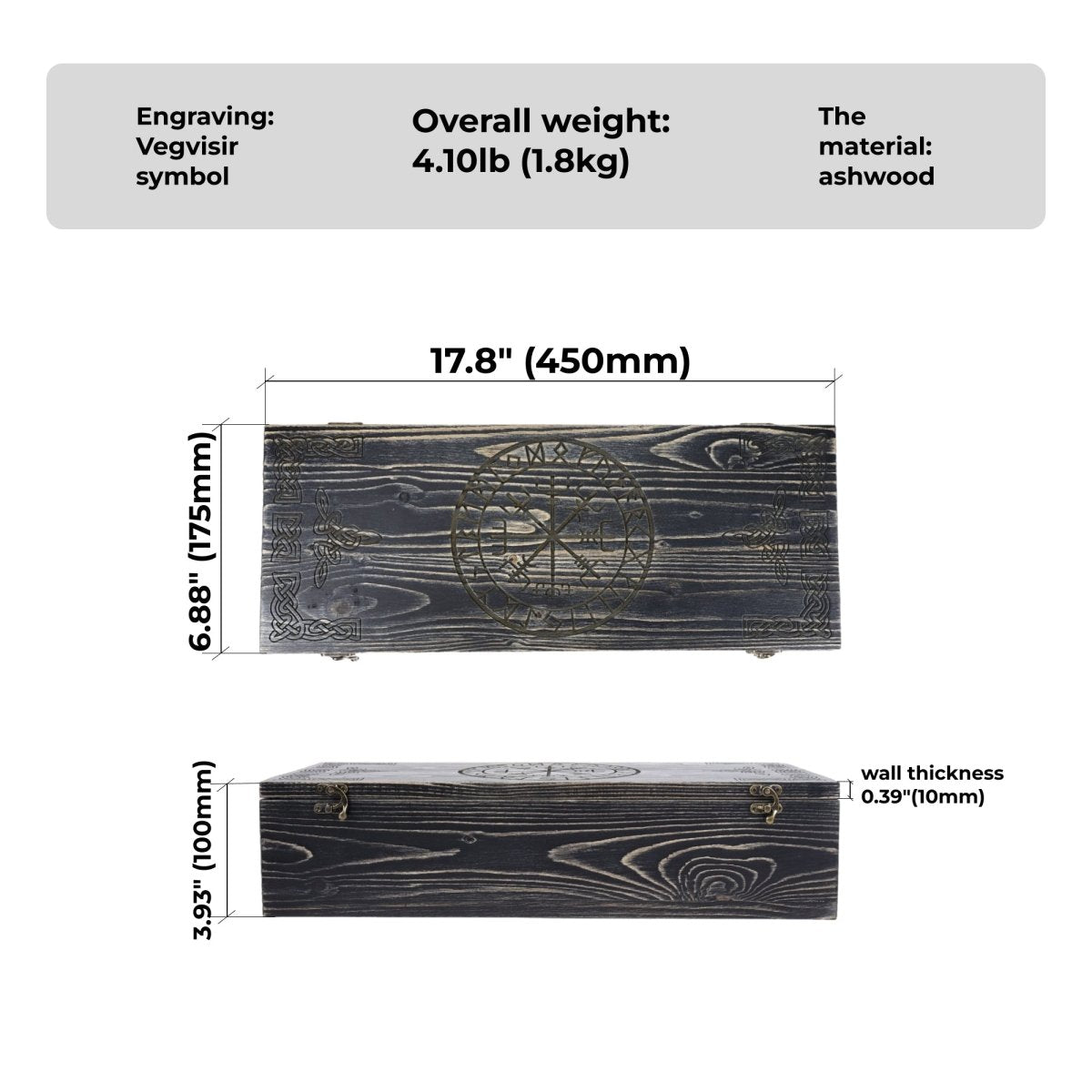 Runic wooden box for standard hammer from AncientSmithy