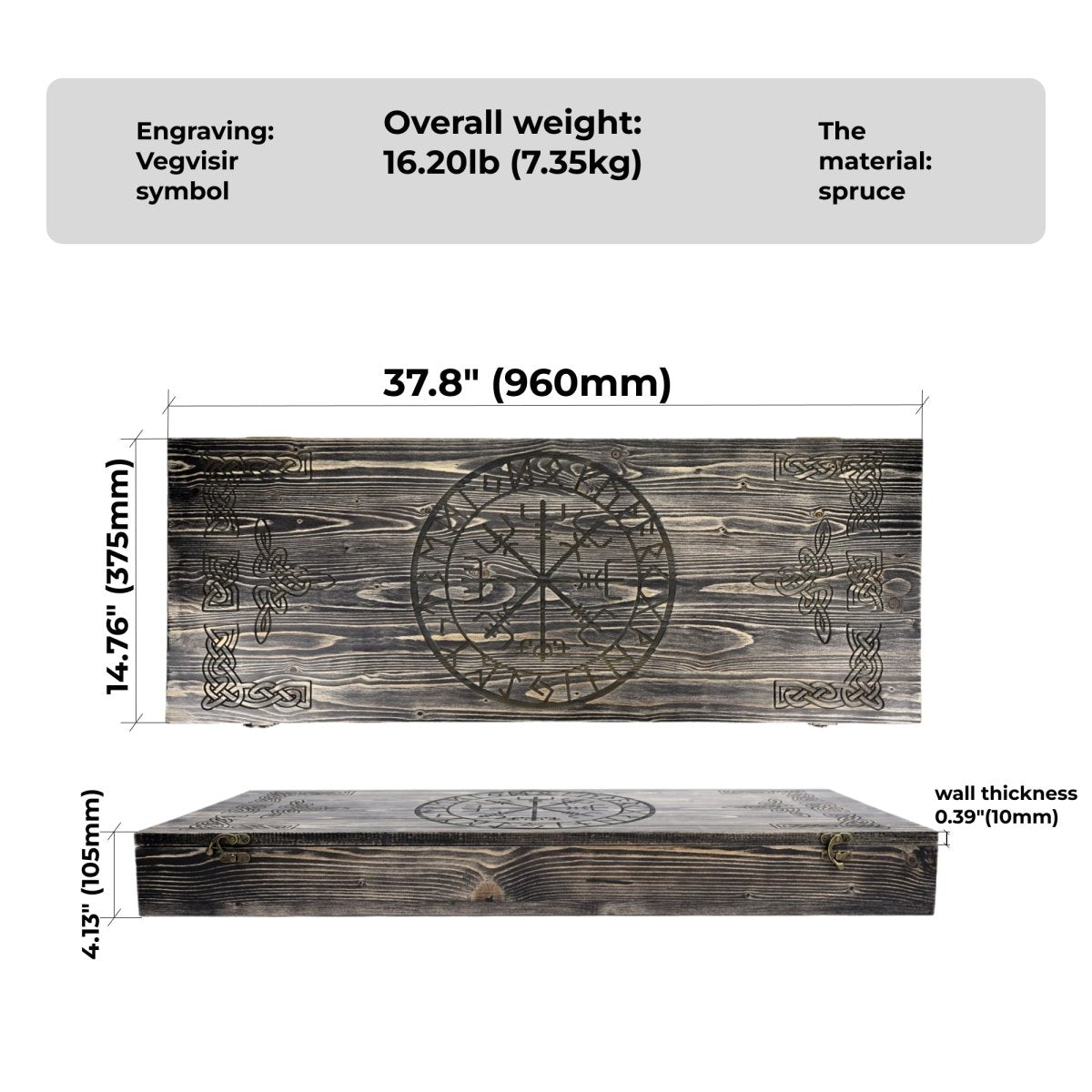 Runic wooden box for standard Leviathan axe from AncientSmithy