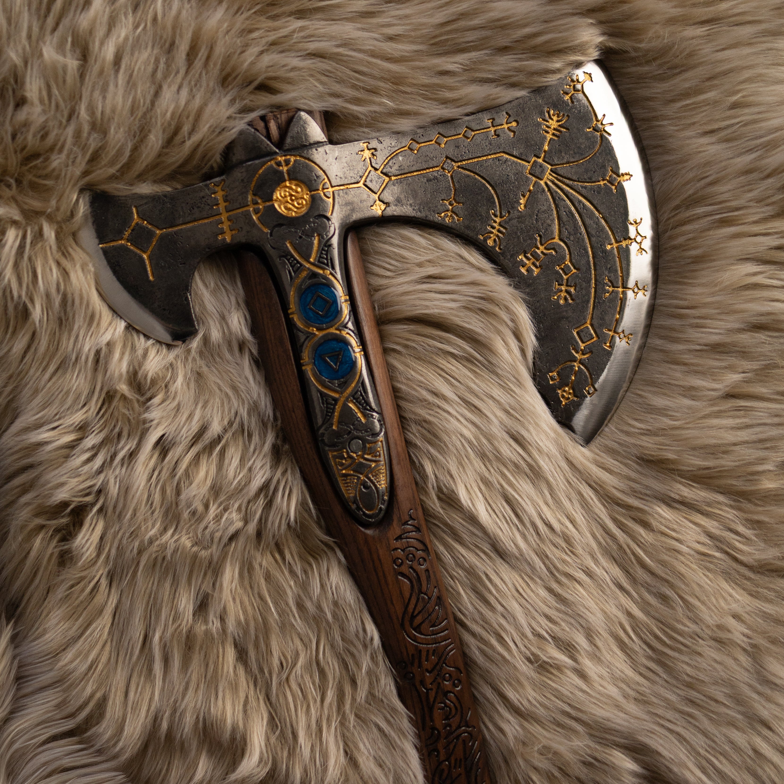 Hand-forged Leviathan axe with leather wrap 