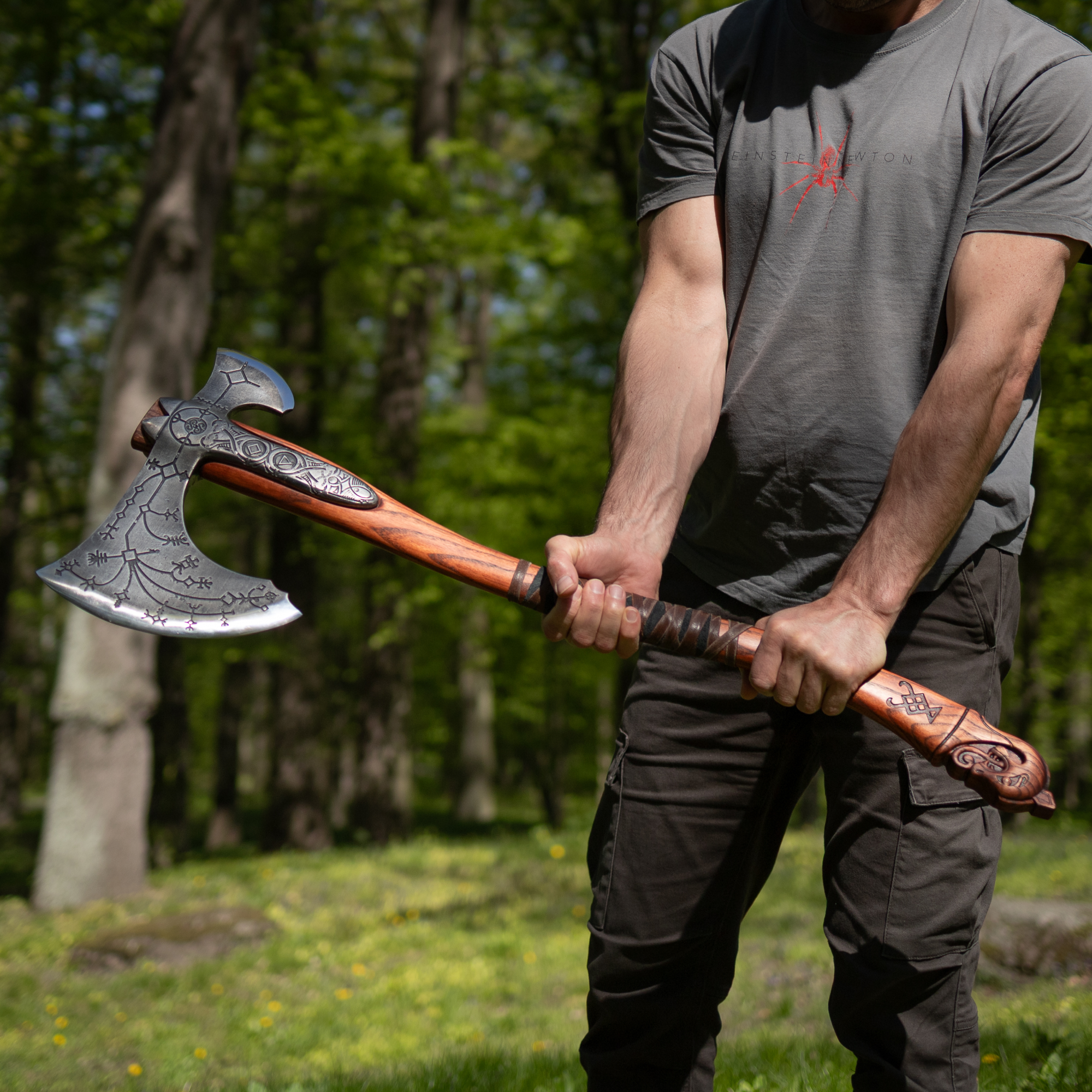 Hand-forged Leviathan axe with leather wrap