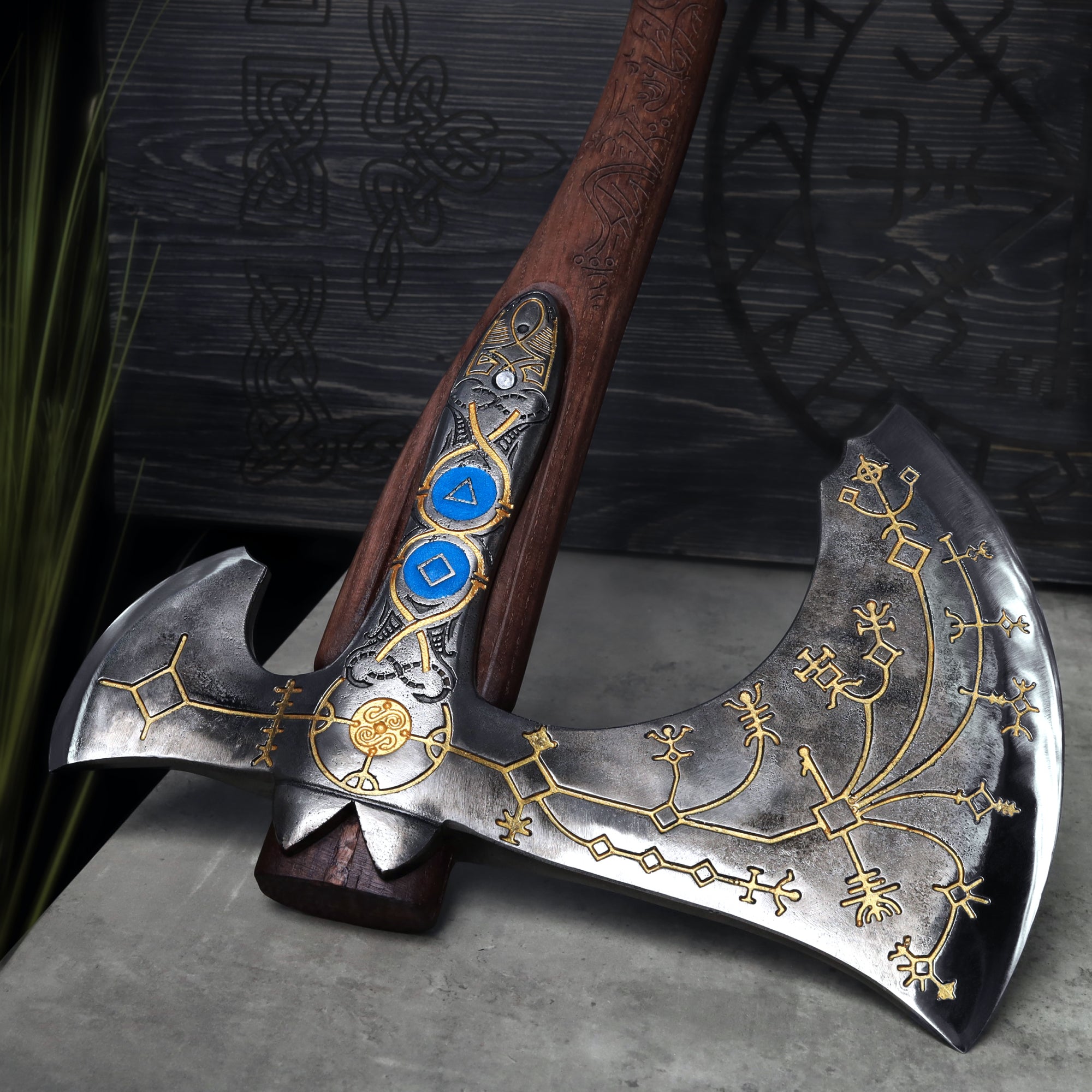 Hand-forged Leviathan axe with leather wrap "Ragnarok Kratos axe"