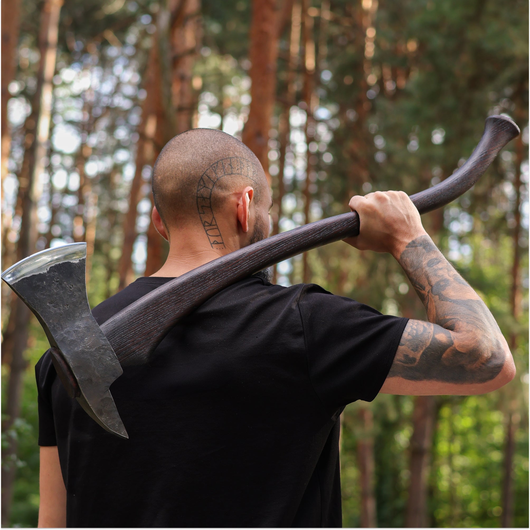 Hand forged Fireman's Axe "American superhero" with leather case