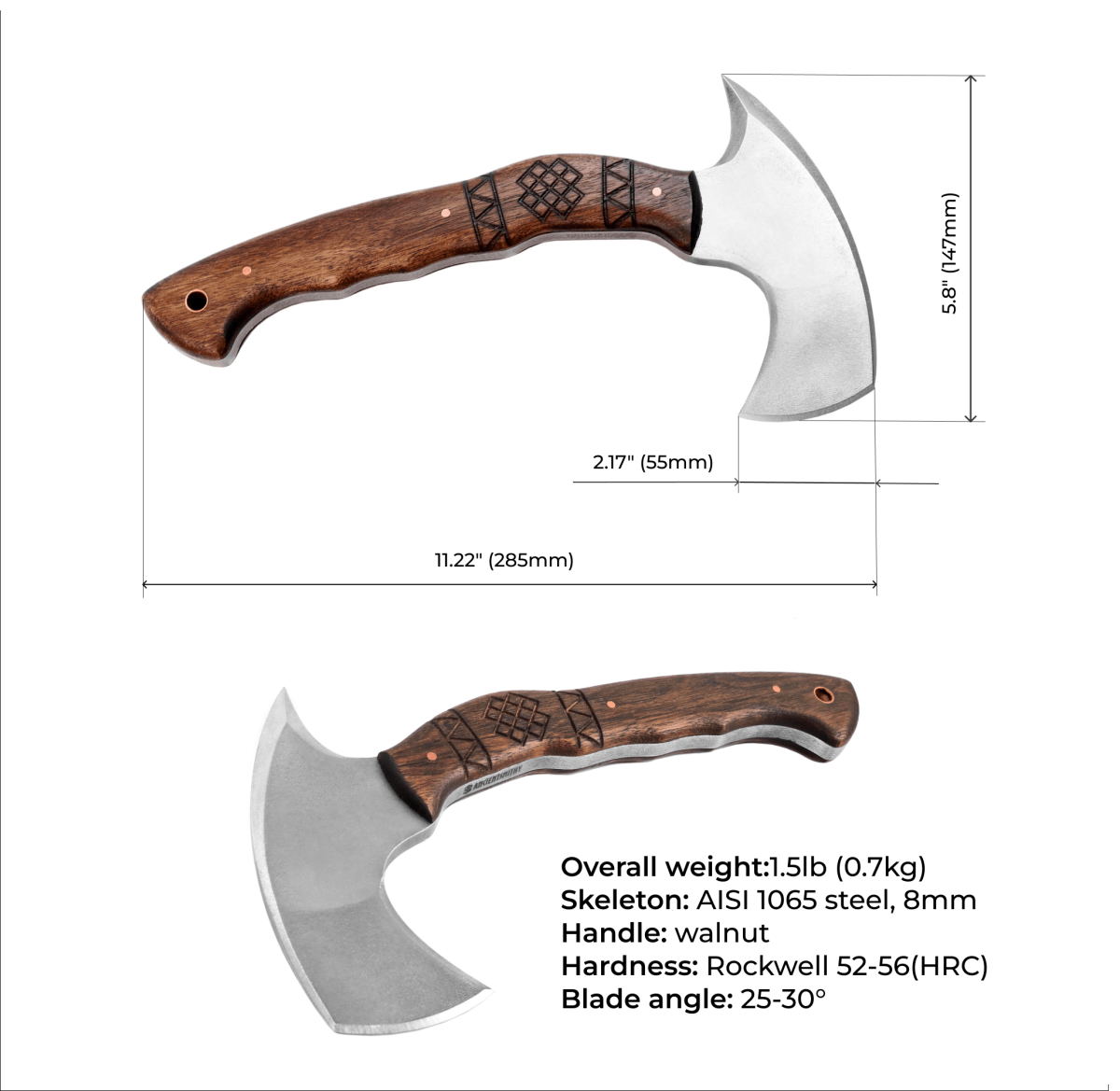 Compact tactical tomahawk "Waya" from AncientSmithy