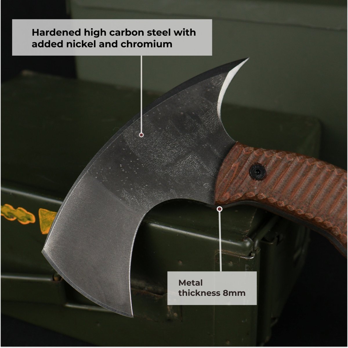 Compact tactical tomahawk with blade and polymer composite handle from AncientSmithy