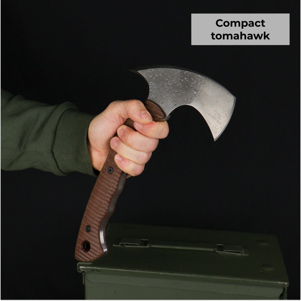 Compact tactical tomahawk with blade and polymer composite handle from AncientSmithy