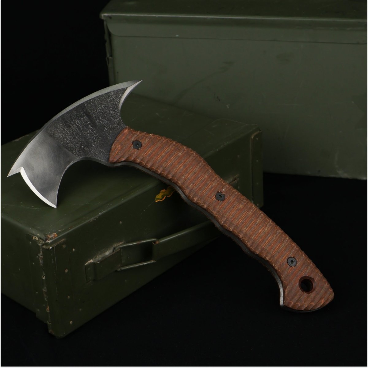 Compact tactical tomahawk with polymer composite handle from AncientSmithy