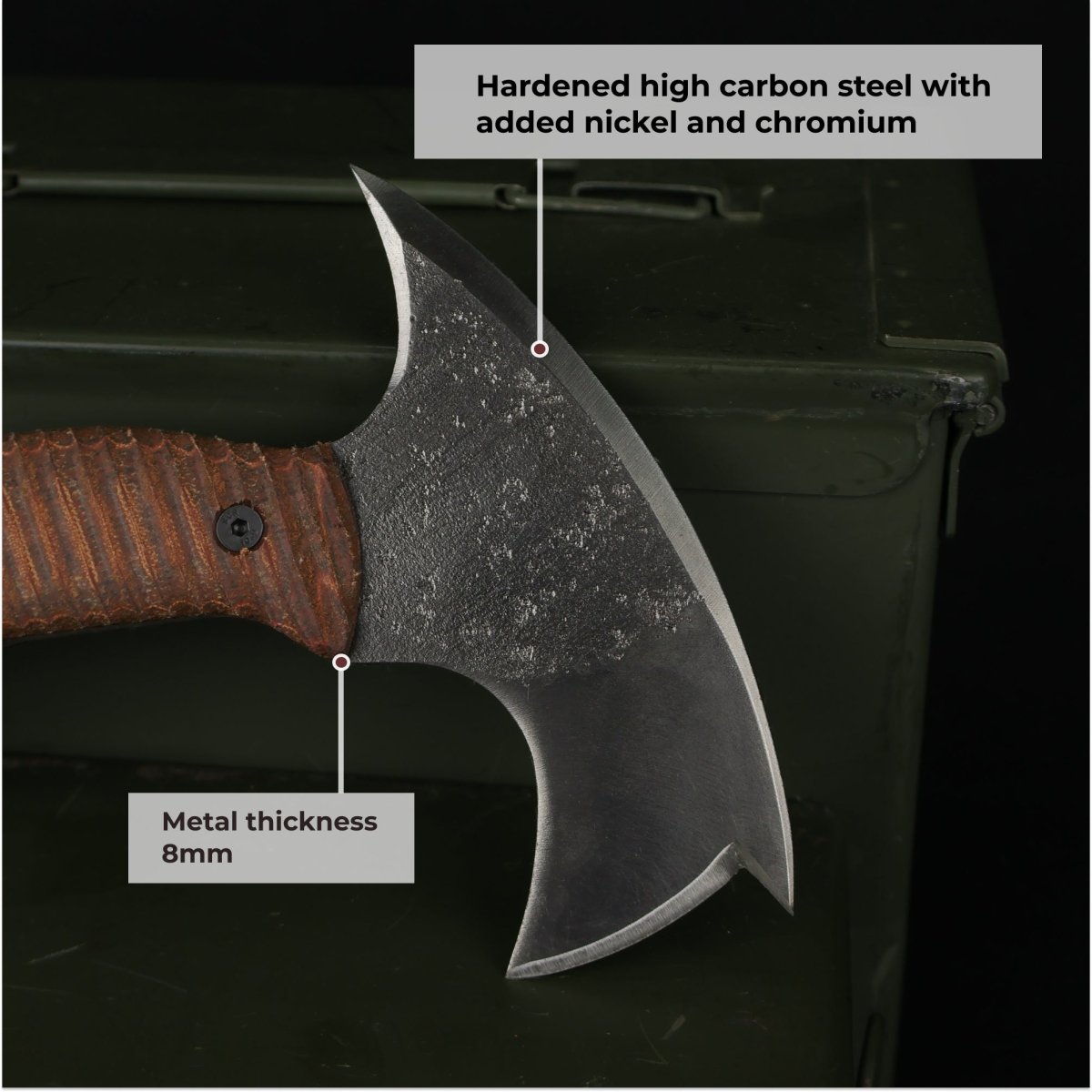 Compact tactical tomahawk with polymer composite handle from AncientSmithy