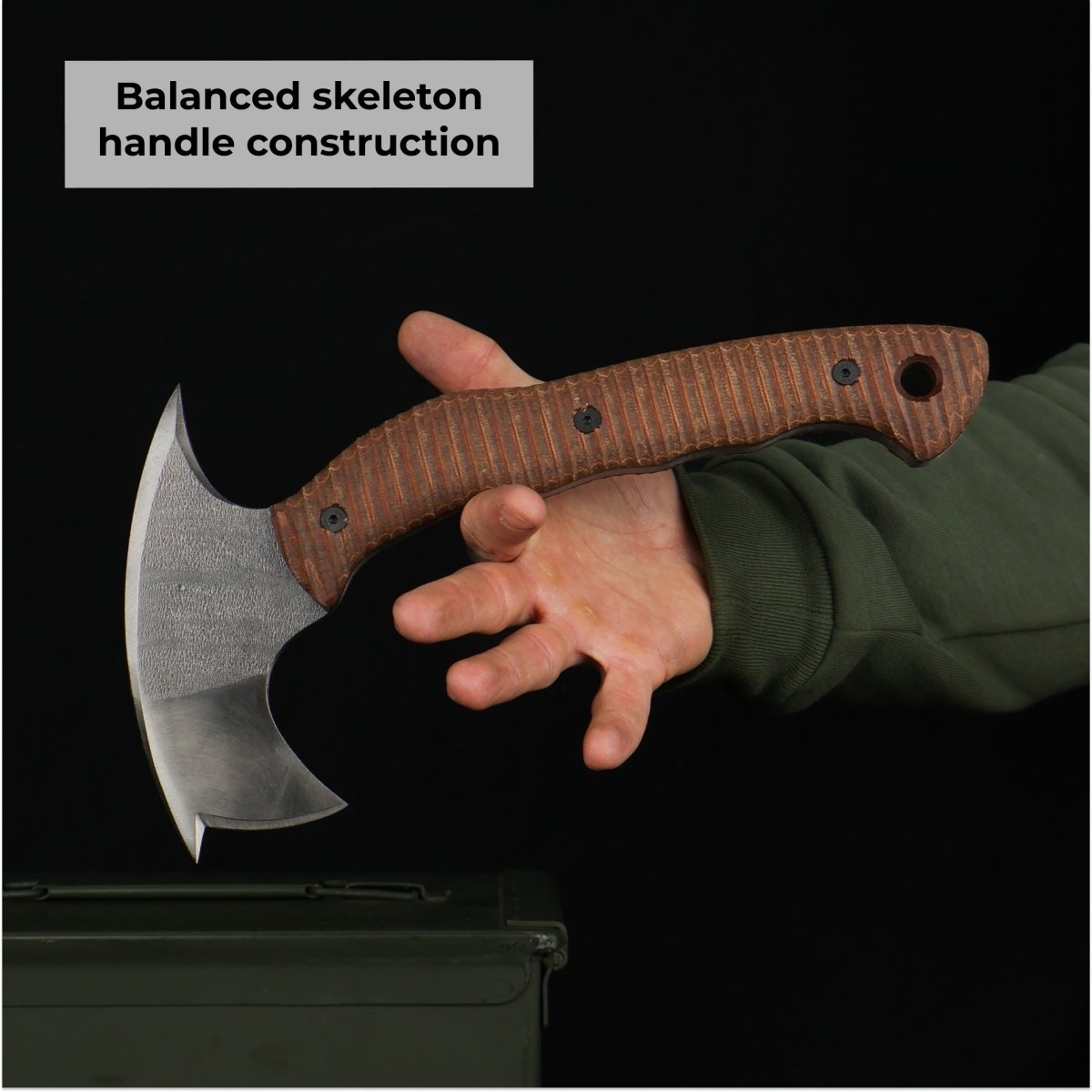 Compact tactical tomahawk with polymer composite handle from AncientSmithy