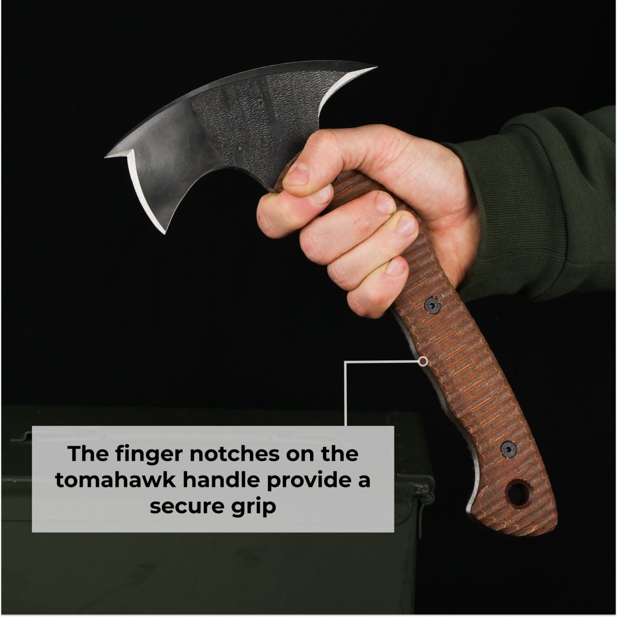 Compact tactical tomahawk with polymer composite handle from AncientSmithy