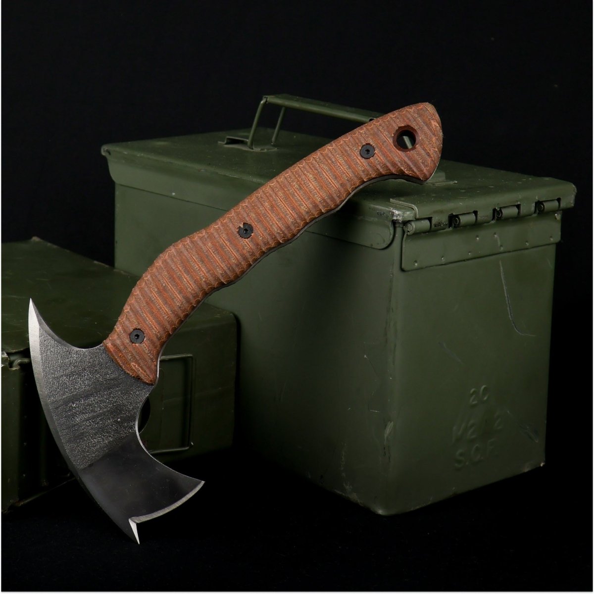 Compact tactical tomahawk with polymer composite handle from AncientSmithy