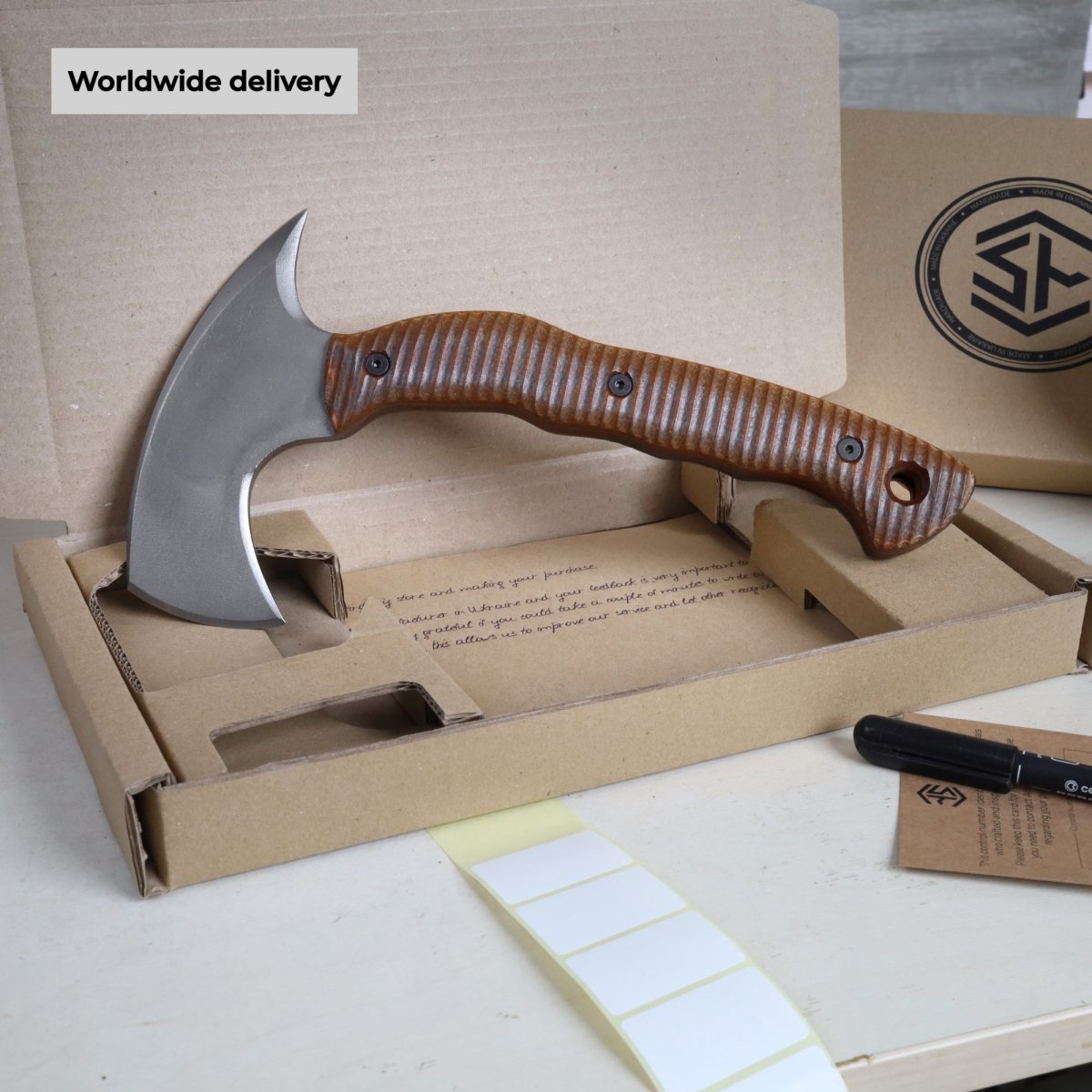 Compact tomahawk "Balor" with polymer composite handle from AncientSmithy